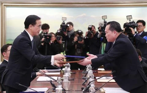 High Level Inter-Korean Talks, Paju, Korea - 10 Jan 2018 Stock Photos