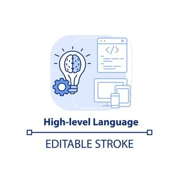 High level language light blue concept icon Stock Illustration