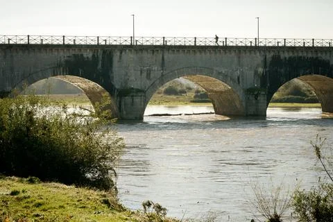 High level of the Loire River under the Digoin canal bridge Photos