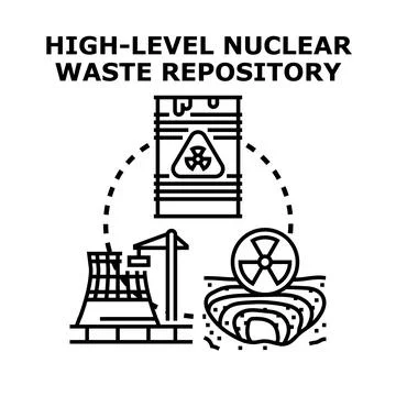 High level nuclear waste repository icon concept Illustrazione stock
