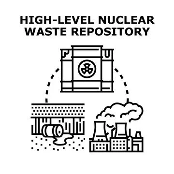 High level nuclear waste repository icon concept Stock Illustration