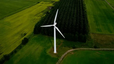 High level orbital clip of wind turbines Stock Footage 175513803