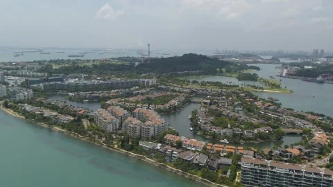 High-level overview shot of Sentosa Cove Stock Footage 273694930