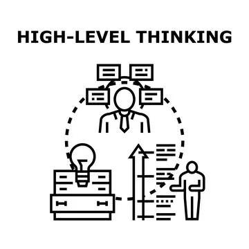 High level thinking process developing business solutions Stock Illustration