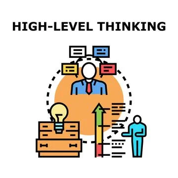 High level thinking process developing business solutions Illustrazione stock