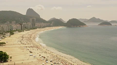 High level view on Copacabana Beach Stock Footage 64863555
