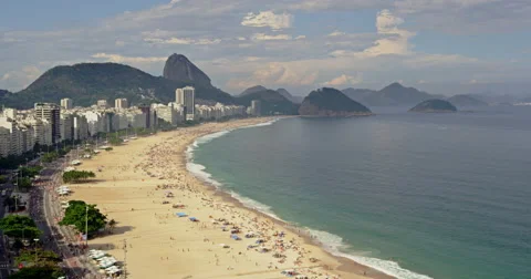 High level view on Copacabana Beach Stock Footage 64863559