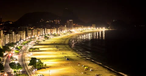 High level view on Copacabana Beach Stock Footage 64863576
