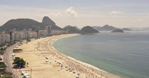 High level view on Copacabana Beach Stock Footage 64863586
