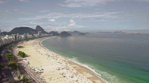 High level view on Copacabana Beach Stock Footage 64863598