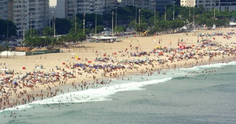 High level view on Copacabana Beach Stock Footage 64863639