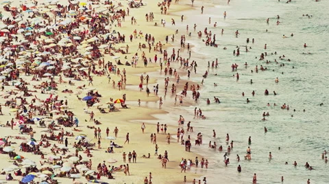High level view on Copacabana Beach Stock Footage 64863765