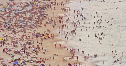 High level view on Copacabana Beach Stock Footage 64863767