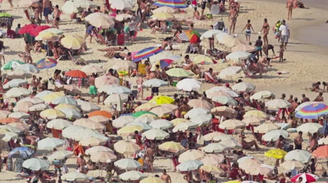 High level view on Copacabana Beach Stock Footage 64863772