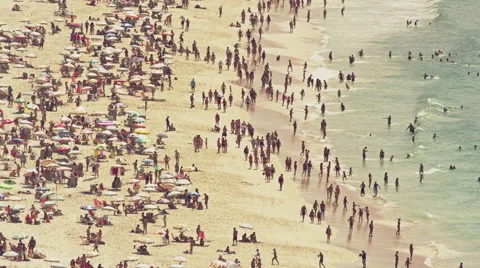 High level view on Copacabana Beach Stock Footage 64863776