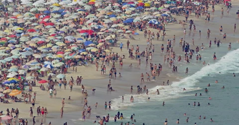 High level view on Copacabana Beach Video stock 64863780