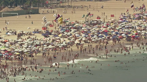 High level view on Copacabana Beach Stock Footage 64863783