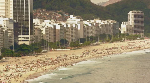 High level view on Copacabana Beach Stock Footage 64863820