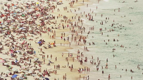 High level view on Copacabana Beach Stock Footage 64863834