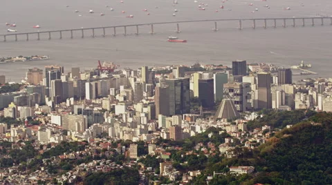 High level view of Inner City with Sugar Loaf Stock Footage 64864954