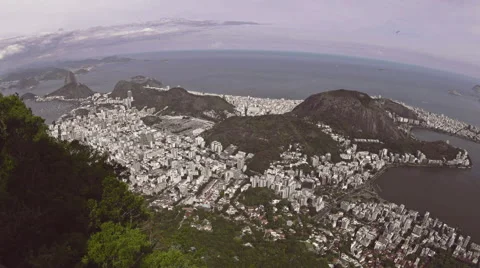 High level view of Inner City with Sugar Loaf, Rio de Janeiro, Brazil Stock Footage 64864989
