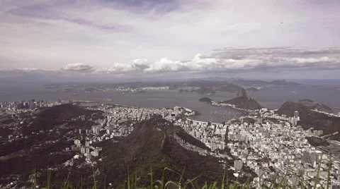 High level view of Inner City with Sugar Loaf, Rio de Janeiro, Brazil Video stock 64864990
