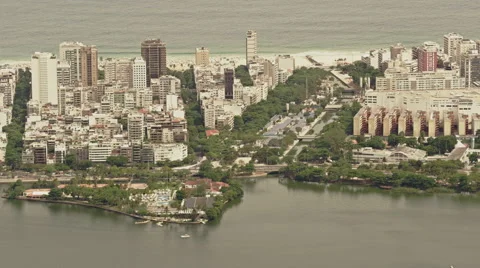 High level view Lago de Rodrigo Freitas Lagoon Stock Footage 64865134