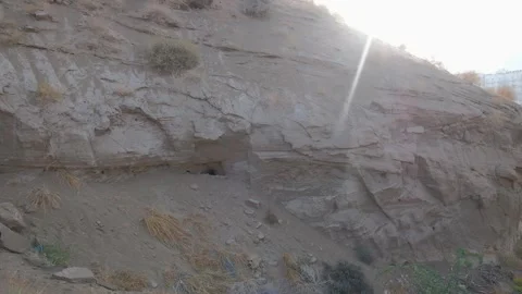 High lifeless mountain lit by the sun. Stock Footage 303403396