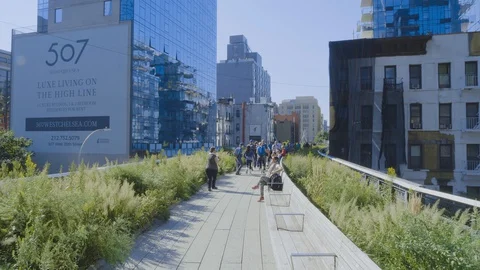 The High Line a elevated linear park in New York Stock Footage 127949283