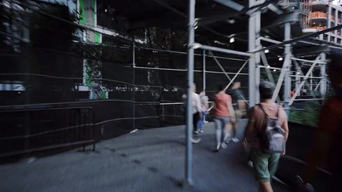 High Line Park Crowd of People Walking Timelapse Stock Footage 124258772