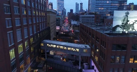 High Line Park Curve and Chelsea Intersection at Blue Hour Stock Footage 83770216