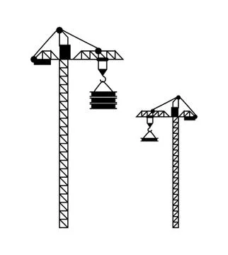 High Machine for Building, Crane with Hook Vector Illustrazione stock