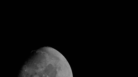 At high magnification telescope ，The moon single frame filming Video stock 53370637
