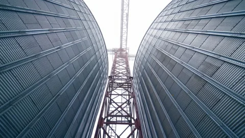 High metal support between two tanks of grain dryer. Stock Footage 165871786