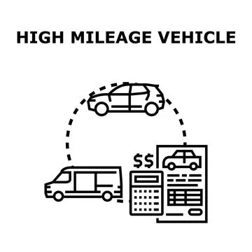 High mileage vehicle cost calculation and depreciation concept Stock Illustration