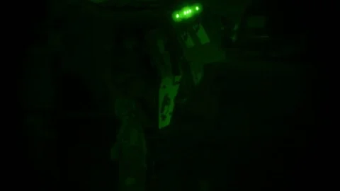 High mobility artillery rocket system (HIMARS) being driven at night Vídeos de archivo 91126524