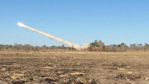 High Mobility Artillery Rocket System during Talisman Sabre exercise - 2015 Stock Footage 95580819