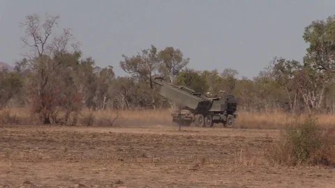 High Mobility Artillery Rocket System during Talisman Sabre exercise - 2015 Stock Footage 95580849