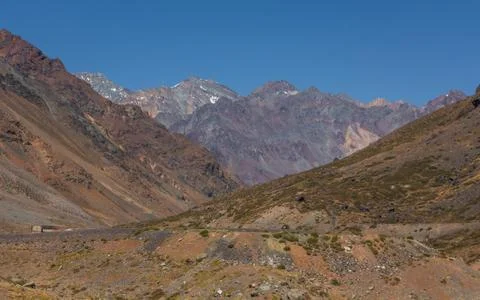 The high mountain in the Andes mountain range during the summer in Chile. Stock Photos