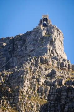 High mountain with cable car Stock Photos