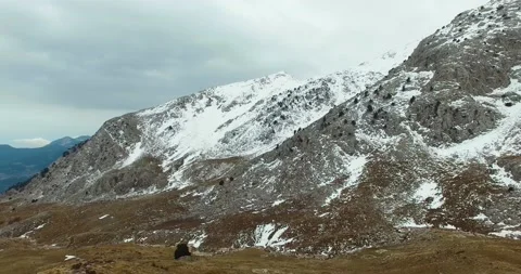 High Mountain Chain, Snow Winter Day, 4k Aerial View Stock Footage 171242907
