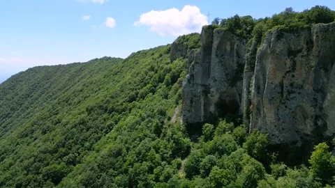 High mountain cliffs surrounded by forest Stock Footage 278226923