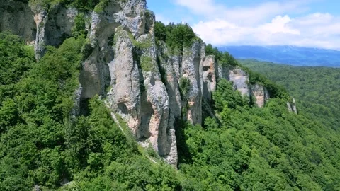 High mountain cliffs surrounded by forest Stock Footage 278228319