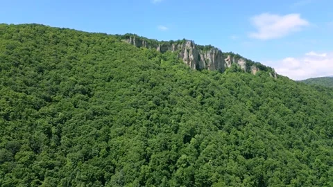 High mountain cliffs surrounded by forest Stock Footage 278231047