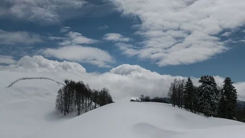 High mountain clouds wide static time lapse at winter  Stock-Footage 83691009