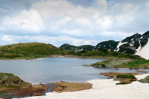 High mountain with lake Stock Photos