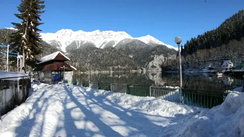 High mountain Lake Ritsa Stock Footage 147380872