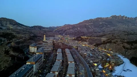 High-mountain landscape, revealing its historic charm at sunset near the Great Stock-Footage 338360402