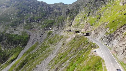 High mountain landscape view with Transfagarasan road Stock Footage 194476890