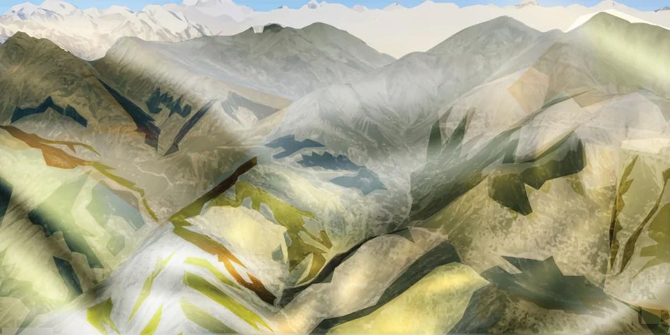 High mountain panoramic Stock Illustration